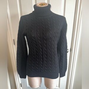 Tommy Hilfiger Black Cable-Knit Turtleneck Sweater